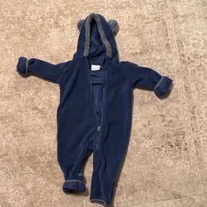 Adorable Navy Blue Kids Footie with Ears